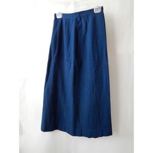 Unbranded Vintage 100% Wool Blue Midi Skirt